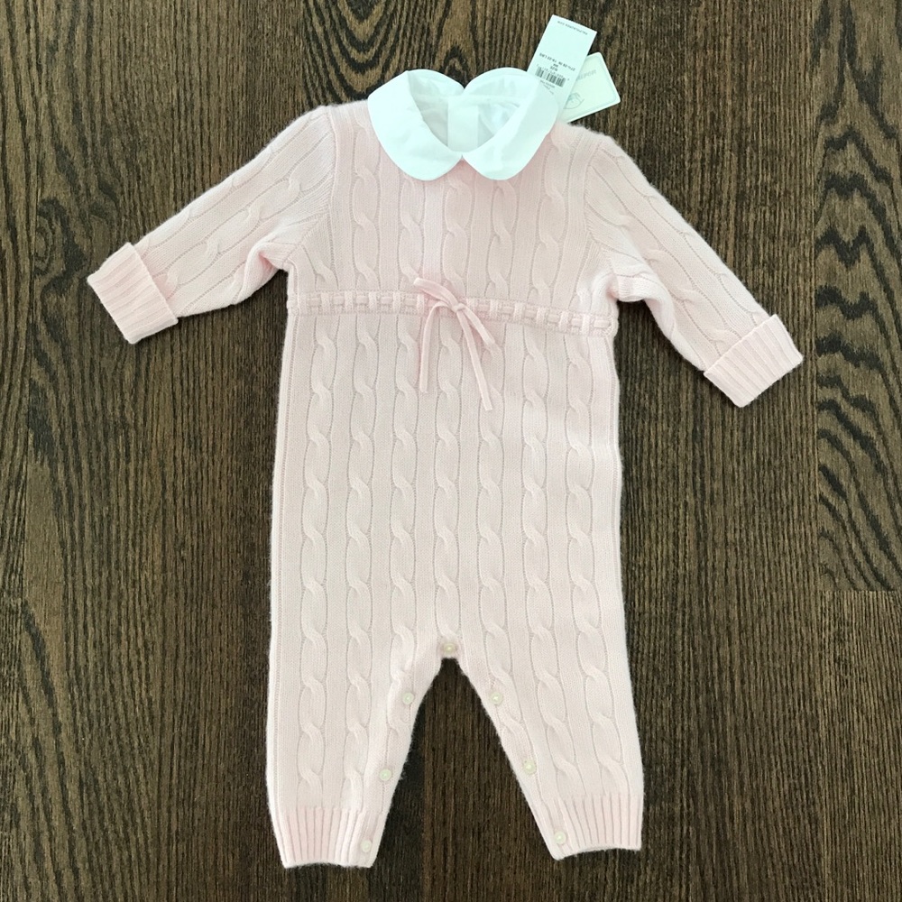 Ralph Lauren Baby Girl Collared Cashmere Onesie